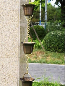 GVBNOTT Copper for Gutters, Roof Rain Catcher/Diverter, Unique Metal Link Rain Chain for Villa Temples，1.5m/5ft