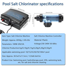 Salt Chlorinator System, 5/10/15/20/30/50G/H Saltwater Chlorine Generator Electrolysis Salt Chlorinator Device Electronic Chlorine Generator for Swimming Pool Spa Water Treatment Machines(20g/H)