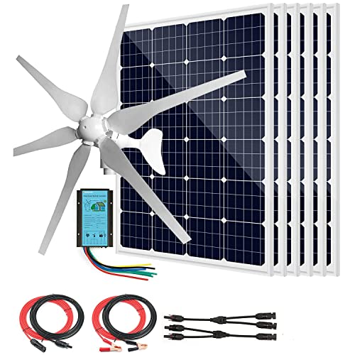 1120 Watts Solar Wind Turbine Generator Power Kit: 1pc 400 Watt Wind Turbine + 6pcs 120W Mono Solar Panels + 1pc Solar Wind Hybrid Controller