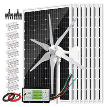 1360 Watts Solar Wind Turbine Generator Power Kit: 1pc 400 Watt 24V Wind Turbine + 8pcs 120W Glass Solar Panels + Solar Wind Hybrid Controller + Z Brackets Mount