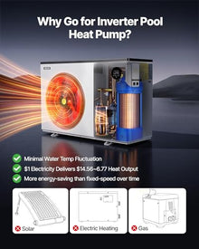 VEVOR Pool Heat Pump Max 93390 BTU, Electric Pool Heater for Above & In-Ground Up to 22455 Gallons, All-DC Inverter Technology, WiFi & App Remote Control, Multiple Protection for Swimming Parties