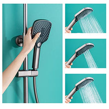 NUHSLF Bathroom Outdoor Shower Fixtures, Wall Mounted Thermostatic Rain System with Rainfall Head, 3-Function Handheld and Rotatable Waterfall Tub Spout,Chrome (Cromo)