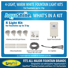 EasyPro Pond Products AquaShine LED Fountain Lights with 150 ft Power Cord, Digital Timer, and Remote Control