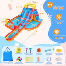 Whubefy 19.2ft Giant Double Lane Inflatable Water Slide for Kids Backyard Blow Up Racing & Climbing Water Park, 17.2ft Extra Long Slide w/Arch, Multi Splash Pool w/Sprinkler, 15pcs Water Battle Toy