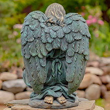 Zaer Ltd. Large Magnesium Angel Statues (Outdoor Safe) (24”T Kneeling with a Dress Birdbath(Bronze Finish))