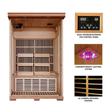 Blue Wave Radiant Saunas 2-Person Infrared Cedar Wood Sauna with Air Purifier, Chromotherapy Lighting, Music System, Carbon Heaters