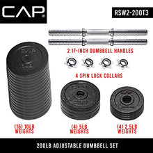 CAP Barbell Adjustable Dumbbell Weight Set Black 200 LB Pair