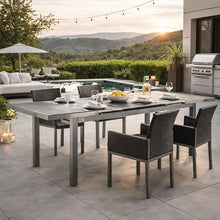 Benzara Kylo 90 Inch Extendable Dining Table, Smooth Gray Aluminum Frame, Outdoor