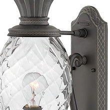 Hinkley Plantation Large Wall Mount Outdoor Lantern - Pineapple Motif, 1-Light, Clear Optic Glass, Aluminum - Museum Black