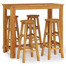 QINXIXINAIXI Garden Bar Set Natural Wood Solid Acacia Wood for 4 People Outdoor Patio Sets Patio Furniture Set Outdoor Sofa Set Modern Outdoor Furniture for Poolside Patio Deck Garden