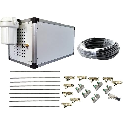 Mistcooling System - Stainless Steel Tubing - 1500 PSI Misting Pump - Do It Yourself Misting System - For Residential, Commercial and Industrial - Up to 120 Nozzles (58 Ft Mist Line - 30 Nozzles)