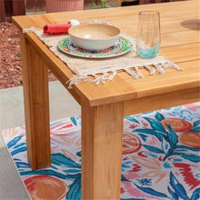 Afuera Living Outdoor Teak Wood Dining Table, 80 x 36 x 30.25 in, Natural Oil Finish, Sustainable Plantation Teak, Umbrella Hole, Seats up to 8, Mid-Century Style Patio Furniture for Alfresco