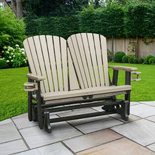 American Furniture Classics Dual Fan Back Glider Weatherwood and Black