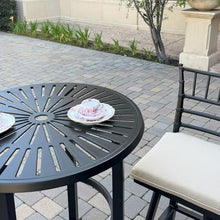 Darlee Bella Aluminum 3 Pc Patio Bar Set w/ 30-in Round Bar Table in Beige