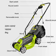 Corded Electric Dethatcher, 13-Inch Push Lawn Sweeper, Strong Rubber Wheels & Adjustable Mowing Height, Lightweight Walk-Behind Lawn Mower Clear, Gree