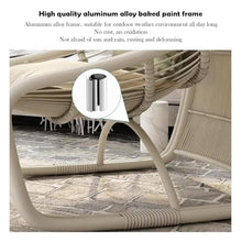 Apk i bc Single Seater Rattan Sofa Chair, Balcony Chair with High-Density Thick Cushion, Indoor/Outdoor Use, Comfortable Reading Nook Armchair, Includes 2 Throw Pillows(Off-White,80 * 100 * 100)