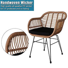DUYHBAWRS 4 Pieces Patio Furniture Set Outdoor Garden Oshion 3 pcs Wicker Rattan Conversation with Tempered Glass Table