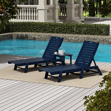 WestinTrends Malibu Poly Reclining Outdoor Patio Chaise Lounge Chair Set Navy Blue