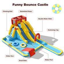 BOUNTECH Inflatable Water Slide, Dual Slides Kids Water Slide Park Jump Bouncy Castle w/2 Swimming Rings, Blower, Large Splash Pool, Backyard Blow up Water Slides Inflatables for Big Kids 3-12 Outdoor