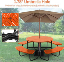 SENPUST 46.45" Outdoor Picnic Table, Metal Picnic Table, 1 Umbrella Pole