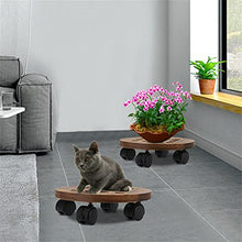 SIDUFHAOPKLL Wood Plant Stand Indoor Outdoor Planter Caddy Round Flower Pot Mover Trolley Wheels(25cm)