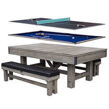 Hathaway Logan 7-ft Pool Table Combo Set with Benches - Rustic Gray Barnwood