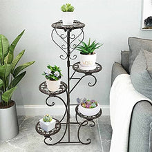 OJKJGYTF 5 Tiers Wrought Iron Plant Stand Flower Shelf Rack Balcony Simple Indoor