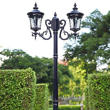 Lights Outdoor 2-Head Traditional Victoria High Pole Landscape Street Light Aluminum Glass Outdoor Patio Lawn Lighting Pillar Lamp IP55 Waterproof Garden Courtyard Column Post Lantern E27 Stadium