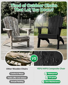 YEFU Oversized Adirondack Chair Set of 4 with Cup-Holder - Black