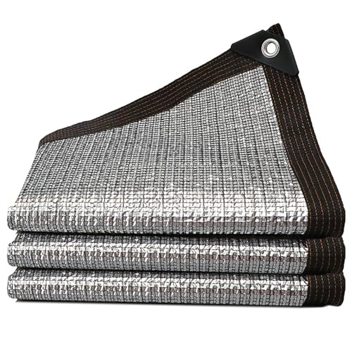 UV Block Aluminum Shade Net, Reflective Silver Shade Cloth with Grommets, Tear Resistant Sun Shade Net, for Outdoor Use, RV, Car, Pet, and Patio Protection