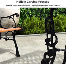 Rsmmpqa Park Garden Benches Outdoor Bench, Cast Iron e and Anticorrosive Solid Wood Weatherproof Terrace Benches, 2-3 Seats Bench