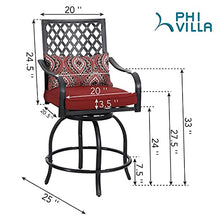 PHI VILLA Outdoor Bar Stools 4 PCS, 24" Counter Height, Cast Iron