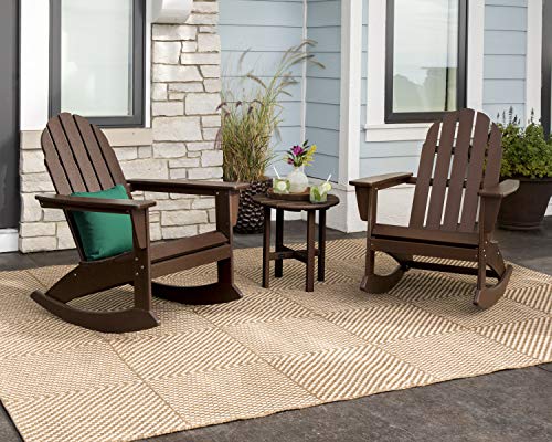 Polywood Vineyard 3-Piece Adirondack Rocking Chair Set with Side Table Black