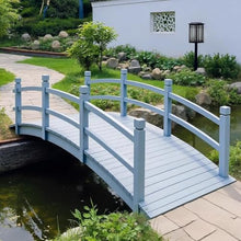 TT-YEL Solid Wood Garden Bridge Curved Walkway, Decorative Pond Landscape Bridge with Double Side Railings, Classic Outdoor Footbridge, Load-Bearing 500Kg,Blue l140cm