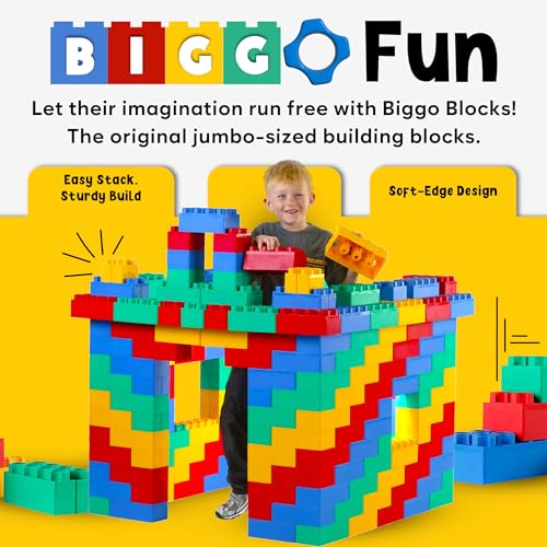 BiggoBlocks Jumbo Building Blocks Set 192 pcs Red, Blue, Green, Yellow