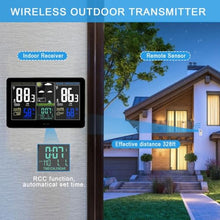 OREKPOT Large Screen Weather Forecast Indoor Outdoor Clock Electronic Temperature Humidity Alarm Digital