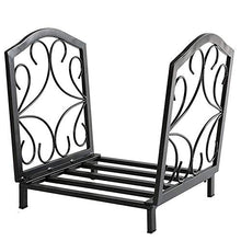 EliteBloom Black Small Compact Firewood Rack Brackets,Inside/Farmhouse Iron Finish Log Rack,Fireplacefirewood Holder,40 X 35 X 38 Cm