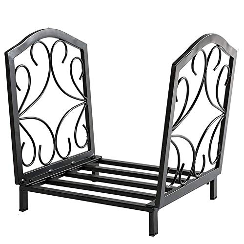 EliteBloom Black Small Compact Firewood Rack Brackets,Inside/Farmhouse Iron Finish Log Rack,Fireplacefirewood Holder,40 X 35 X 38 Cm
