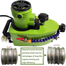 WEIMILOR Portable Small Glass Edger, Electric Glass Edging Machine, DIY Diamond Glass Art Corner Grinding Edging Machine, Polish Edge Machine for Plane,Curve, Rounded Corner w/8 Diamond Wheels,Green