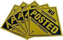 x100 Customized Metal Diamond No Trespassing Posted Private Property Sign with your information (Yellow)