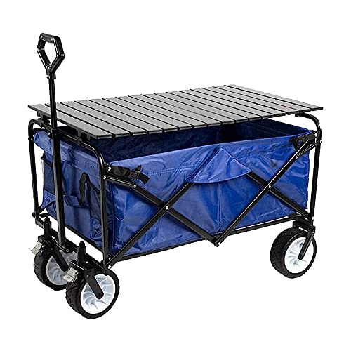 Handcart, Outdoor Folding Utility Wagon Heavy Duty Folding Wagon Cart, Utility Garden Cart with Tabletop, Camping Trolley on Wheels Hand Cart, Load-Bea100Kg / 220Lbs/Style 6