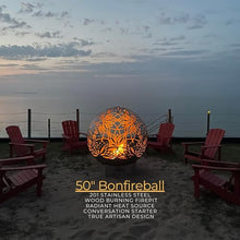 FlowerHouse: Bonfireball Fire Pit - 50" Lotus - Base & Flower Pattern Cover, Stainless Steel, Portable Fire Pit, Outdoor Décor, Patio, Backyard, Beach