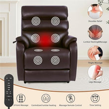Electric Leather Lift Recliner Chair with Heat & Massage, Dark Brown