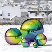 YDJIANCAI 1 Pcs Gazing Globe Mirror Ball, Mirror Polished Hollow Ball Reflective Garden Sphere, for Home Garden Ornament Decoration Rainbow(Size:20.47 in/52 cm)