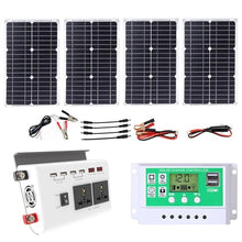ZXDZTZ 100W Solar Panel Kit with 4000W 12V to 220V/110V Inverter and 50A Charge Controller, Solar Inverter Kit, Off-Grid Solar Power System for Home Backup Or Outdoor Use(12V-110V)