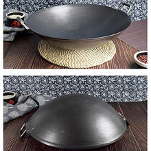 UWYTGF Iron Wok with Wooden Lid, Outdoor Stove Household Cooking Pot Made of Iron, Diameter 44 Cm
