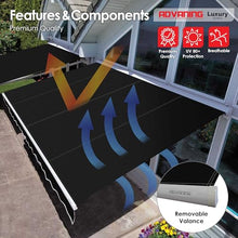 ADVANING 14'x10' MOTORIZED Patio Retractable Awning | LUXURY Series | PREMIUM Quality, 100% Solution-Dyed European Acrylic UV Sun Shade, Color: Black, EA1410-A103H2