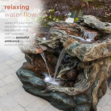 Alpine Corporation WIN924 30" Outdoor 3-Tier Rock Waterfall Fountain with LED Lights, Natural Stone Look, Perfect Garden Water Feature for Patios, Yards, and Landscapes, Gray