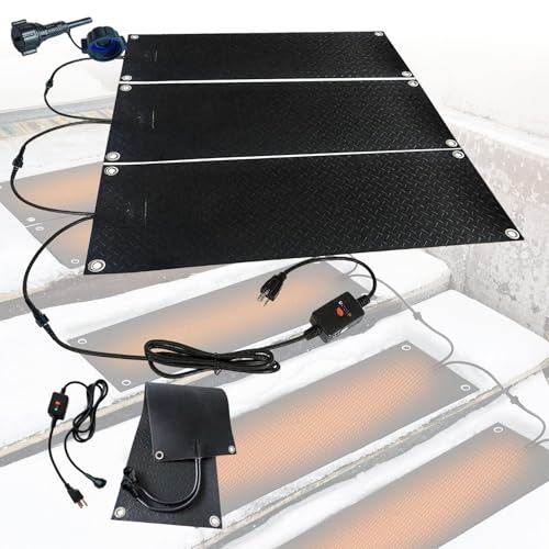 iumLeap Heated Snow Melting Mat, 600W Non-Slip Ice Melt Pad for Stairs Driveways, 30% Better Waterproof, 26% Thicker, 2in/H Melt Rate, 5pcs-10 * 48in (25.4 * 121.9cm)