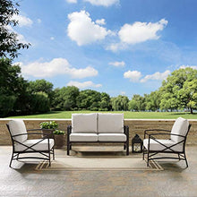 Crosley Furniture Kaplan 3-Piece Outdoor Loveseat Patio Furniture Set Oiled Bronze with Oatmeal Cushions